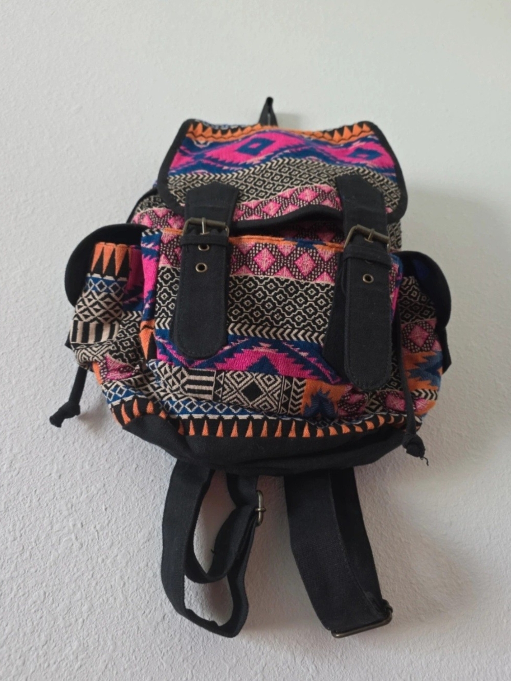 Boho Aztec Mini Backpack in Pink & Orange